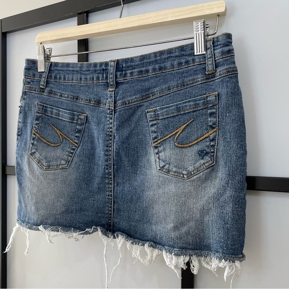 [S] Vintage y2k FWR Distressed Denim Mini Skirt Women’s Coastal Festival Pockets - Picture 5 of 10